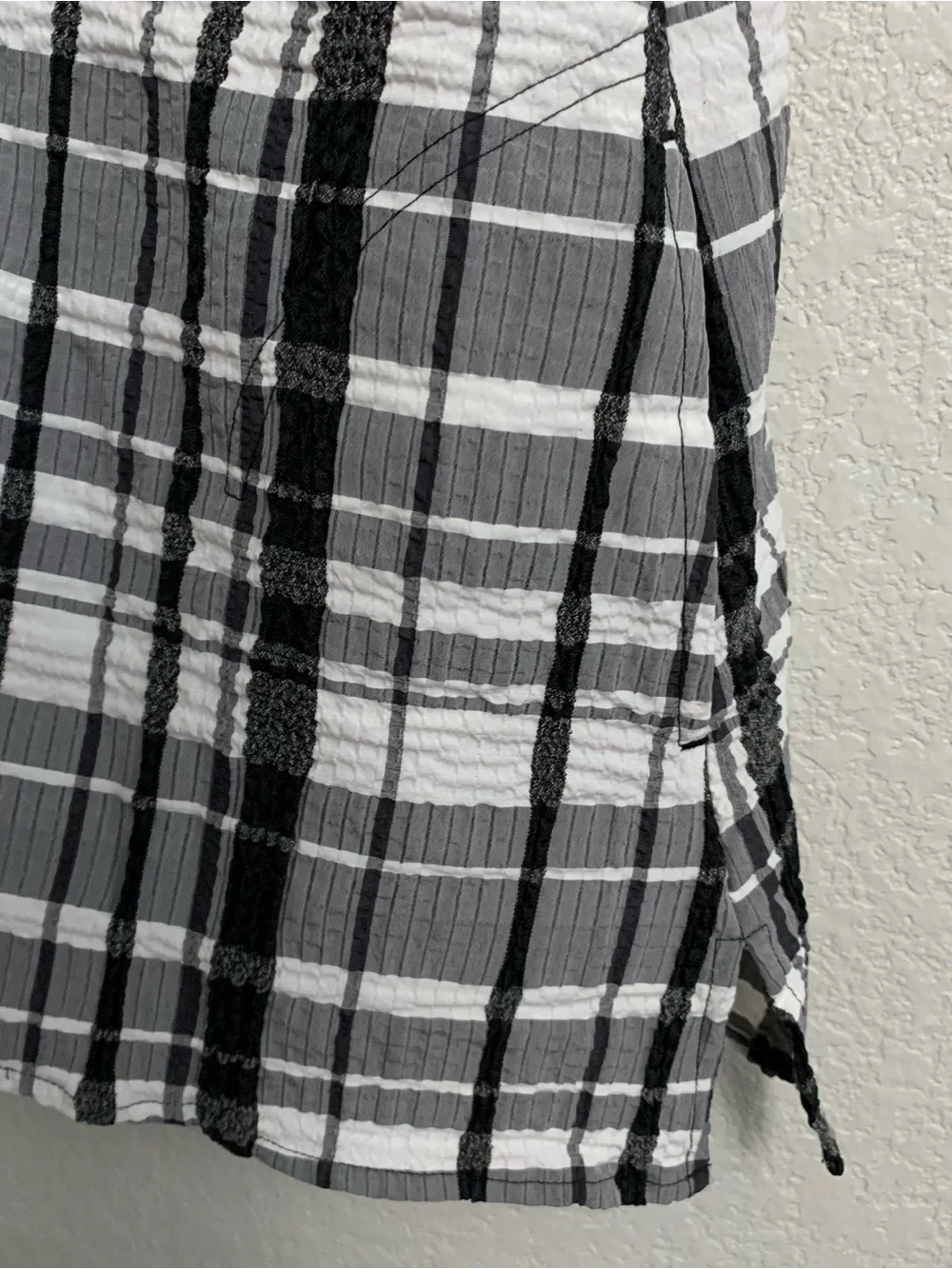 Ali Miles Blouse Top Women 2X Button Front Tunic Plaid Geometric Pockets Artsy - Picture 8 of 15